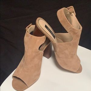 White House/Black Market Nude Peep Toe Booties